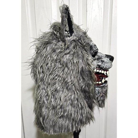 Werewolf Mask Halloween Overhead Full Head Faux Fur Wolf Fangs Scary Evil - Picture 5 of 9